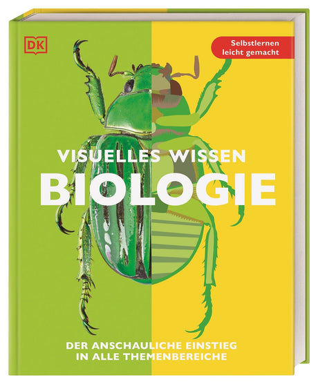 Buchcover mit halb realistische, halb stilisierte Darstellung eines Käfers, Titel "Visuelles Wissen Biologie"