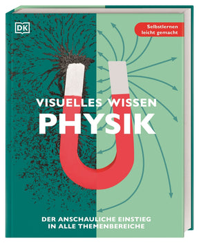 Buchcover mit Magnet, links Explosion, rechts Diagramme, Titel "Visuelles Wissen Physik"