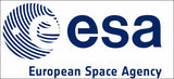 ESA European Space Agency Logo mit Schriftzug und stilisiertem Raumfahrzeug.