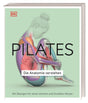 Buchcover mit einer sitzenden, anatomisch dargestellten menschlichen Figur, die Muskeln und Knochen zeigt, Titel "Pilates"