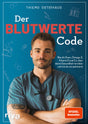 Buchcover mit einem Mann in blauer medizinischer Kleidung, Stethoskop, Tattoo am Arm, blauer Hintergrund mit chemischen Symbolen