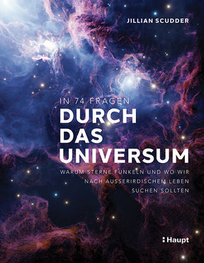 Buchcover mit einem bunten, nebelartigen Weltraum-Hintergrund, Titel und Autorname in weiß, Untertitel in kleiner Schrift.