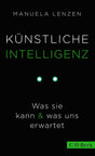 Buchcover mit schwarzem Hintergrund, Titel "Künstliche Intelligenz" in weißen und grünen Buchstaben, zwei leuchtende Punkte