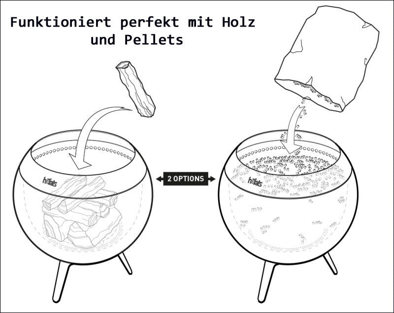 MOON Design Feuerschale. Version hoch: 75 cm