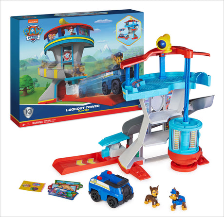 Spielzeug-Playset "Lookout Tower" mit Polizei- und Rettungsfahrzeugen, Figuren, Karten und Zubehör.