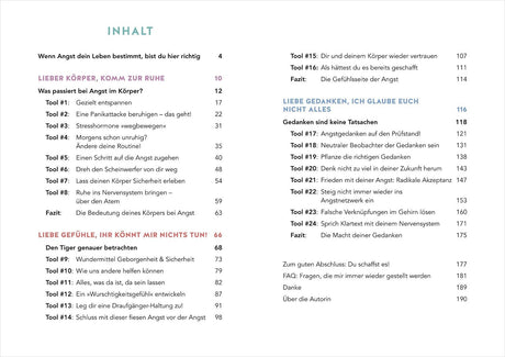 Inhaltsverzeichnis mit Kapiteln und Seitenzahlen, unterteilt in drei Abschnitte.