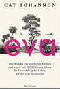Buchcover mit Baum, Palmen, Vogel, Flugzeug und dem Titel "eva" in pink.