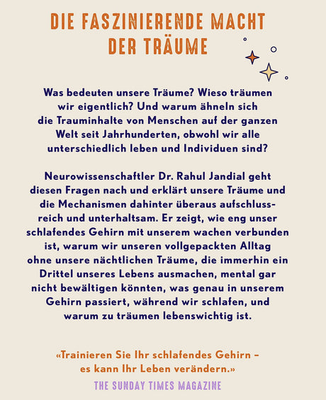Text über die Bedeutung von Träumen und das Gehirn, mit einem Zitat und Magazinquelle.
