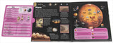 Informationsblatt über den Planeten Mars mit Bildern, Fakten, Sandsturm, Vulkan, Raumfahrt und Quizfragen.