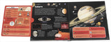 Doppelseitiges Infoblatt über den Planeten Saturn, mit Bildern, Fakten, Ringen und Fragen zum Planeten.