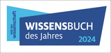 Grafik mit blauen und weißen Texten, "WISSENSBUCH des Jahres 2024" und "Bild der Wissenschaft" auf blauem Hintergrund.