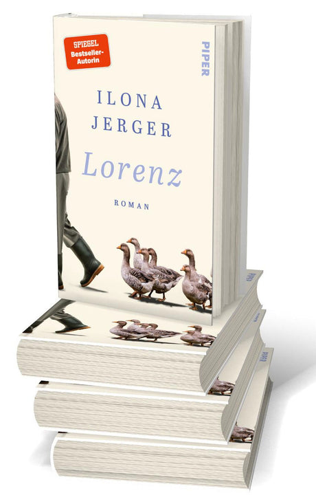 Buchcover mit Titel "LorenZ" von Ilona Jerger, rote "SPIEGEL Bestseller-Autorin"-Marke, und Gänse am unteren Rand.