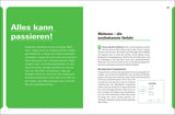 Doppelseite mit grünen Überschriften, Text in Schwarz, und einem kleinen Screenshot eines Scan-Tools.