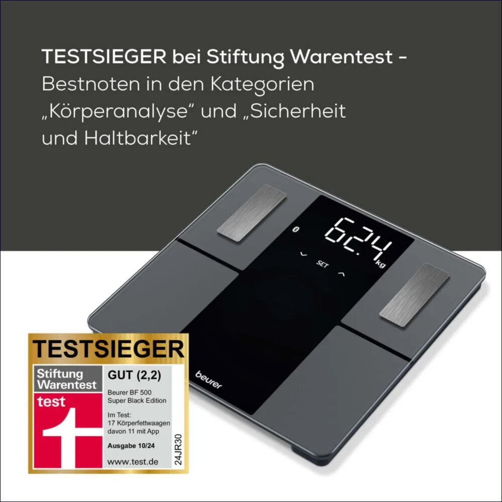 Digitale Personenwaage mit Gewichtsanzeige, Testurteil "GUT" (2,2).
