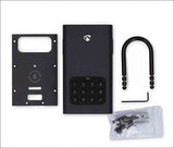 Schlüssel-Tresor, Metallplatte, U-Schloss, Schlüssel und Schrauben.