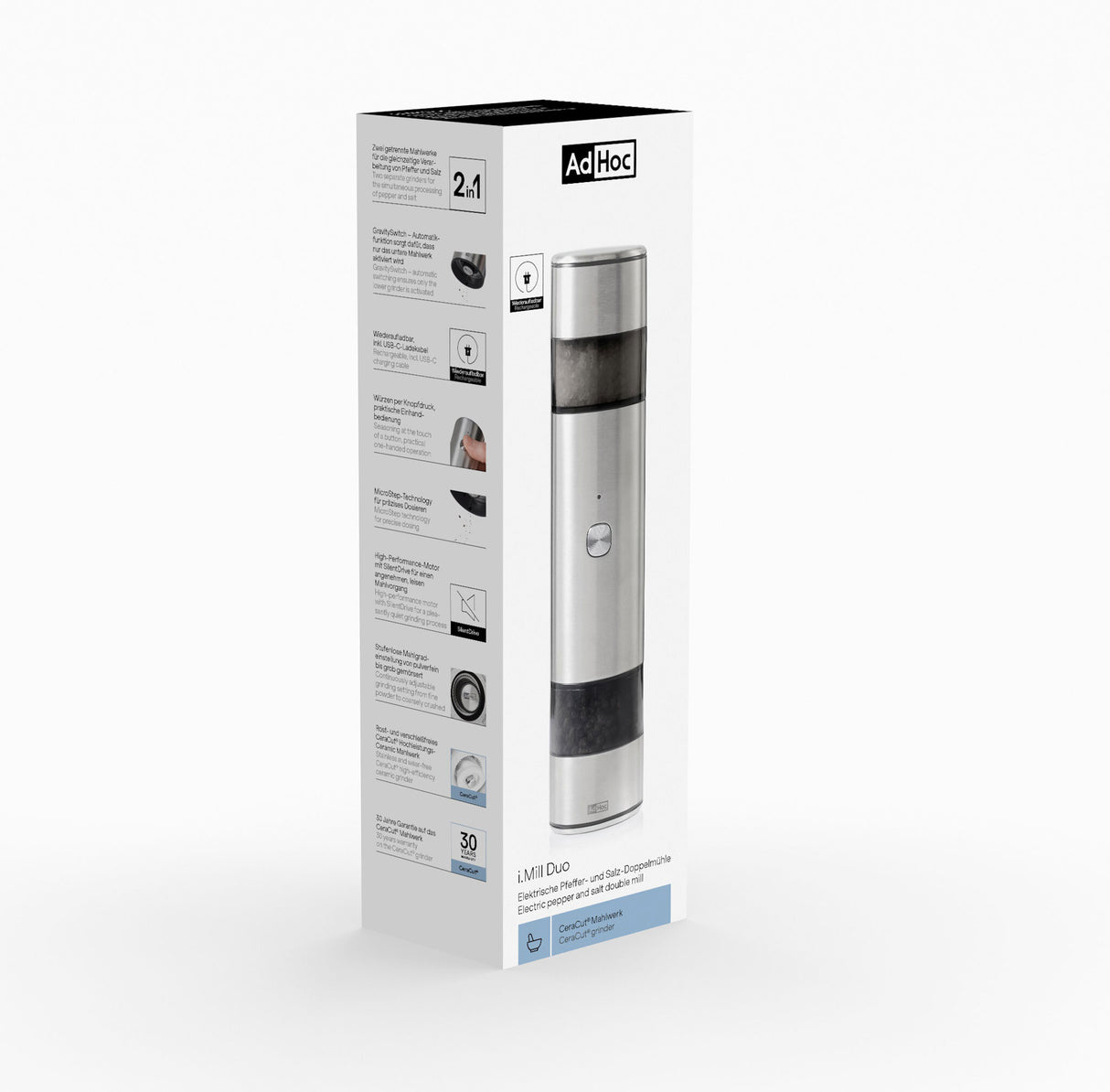 AdHoc i.Mill Duo. Elektrische Pfeffer- und Salzmühle