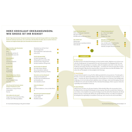 Ernährungs-Docs: Cholesterin senken – unsere 100 besten Rezepte: Doppelseite mit Fragebogen zum Herz-Kreislauf-Risiko
