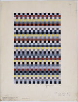 Muster aus bunten, kleinen Quadraten in horizontalen Reihen, in Rot, Schwarz, Blau, Gelb, Grau und Weiß.