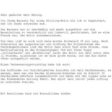 Screenshot eines Briefs mit Text über den Bau und Test eines Stirling-Motors, inklusive Tipps zur Behebung von Undichtigkeiten.