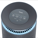 Deckenventilator mit Steuerung, Anzeige für Timer, Luftreinigung und WLAN.