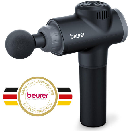 Massagegerät mit schwarzem Kopf und Griff, Beurer-Logo, deutsches Qualitätssiegel.