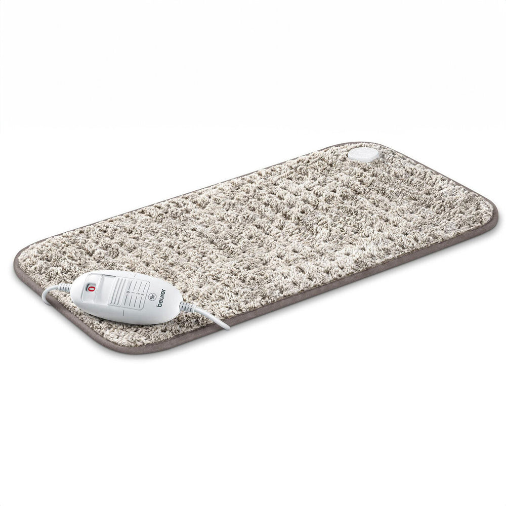 Elektrischer Heizmatte mit Teppich-Optik und Steuerung.