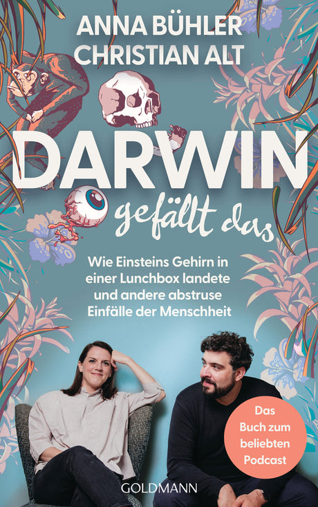 Buchcover mit Titel, Autoren, einem Foto von zwei sitzenden Personen, Pflanzenmuster im Hintergrund und einem roten Kreis