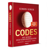 Buchcover mit rotem Hintergrund, ovaler Eier mit alphabetischen Buchstaben, Titel "Codes" und Untertitel, Autor Simon Singh.