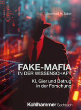 Buchcover mit stilisiertem Mann in Anzug und Krawatte vor digitalem, bläulich-rotem Hintergrund.
