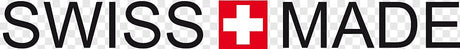 Der Schriftzug "SWISS MADE" mit einem roten Quadrat und einem weißen Kreuz in der Mitte.