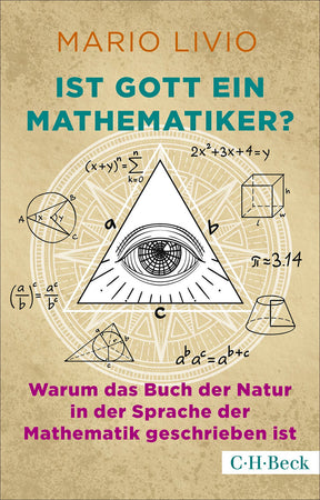 Buchcover mit geometrischen und mathematischen Zeichnungen, einem Auge im Dreieck, Titel und Autor.