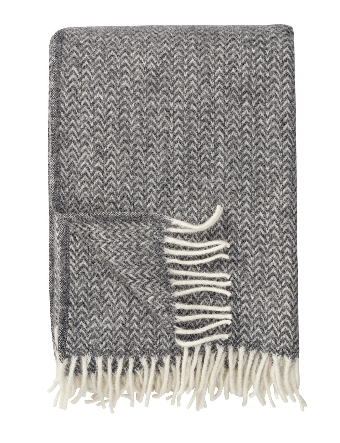 Klippan Chevron Luxus-Wolldecke Grau