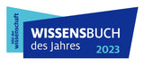Grafik mit blauen und hellblauen geometrischen Formen, Text: "Bild der Wissensschaft WISSENSBUCH des Jahres 2023".