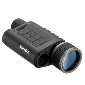 Handheld Entfernungsmesser mit Tasten, Display und Objektiv, Marke MINOX.