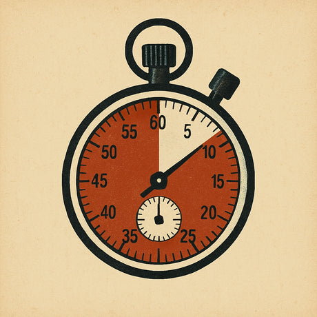 Stoppuhr-Illustration vor einem braunen Hintergrund.