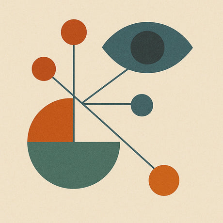 Illustartion mit einer künstlerischen Darstellung eines Kreises und einem zentralen Auge.