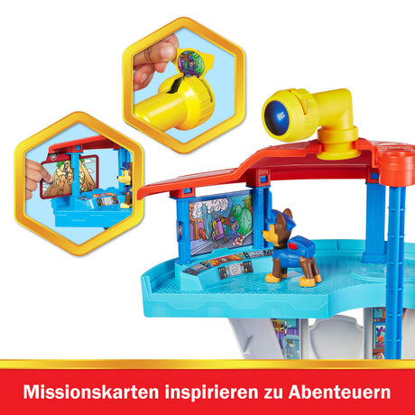 Spielzeug-Playset mit Hund, Fernsteuerung, Monitor und Missionkarten für Abenteuer.