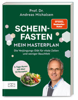 Buchcover mit Titel, Autor, Foto eines Mannes in Arztkleidung, Salatbild und Text zu Rezepten und Diät.