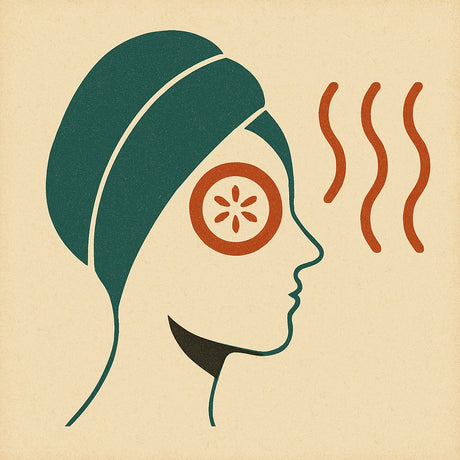 Illustration einer Frau mit einem Handtuch auf dem Kopf, das eine entspannte Atmosphäre vermittelt.